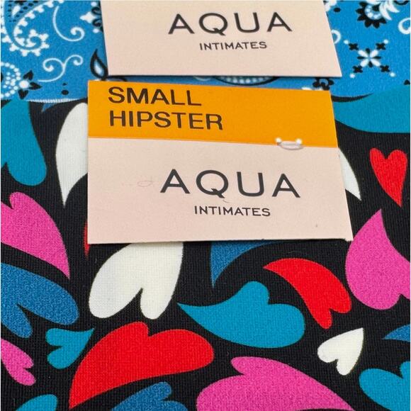 Aqua Intimates Panties Womens Small Hipster Set of 5 Colorful Paisley Hearts - Picture 2 of 4